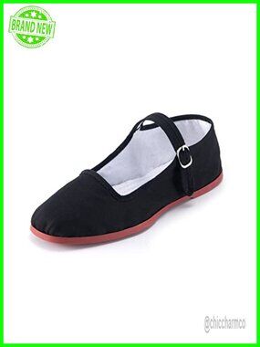 Womens China Flats Cotton Mary Janes Chinese Tai Chi Shoes Square Toe